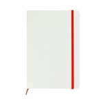 Caderno branco com elástico colorido, folhas A5 lisas White Colors cor vermelho