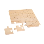 Puzzle de 16 peças de madeira cor madeira imagem com logo
