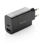 Adaptador de parede Philips de 30 W para carregamento ultrarrápido cor preto