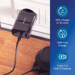 Adaptador de parede Philips de 30 W para carregamento ultrarrápido cor preto vista de ambiente