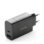 Adaptador de parede Philips de 30 W para carregamento ultrarrápido cor preto vista principal