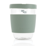 Copo takeaway personalizável de borossilicato e 360ml Ukiyo cor verde menta vista com logo