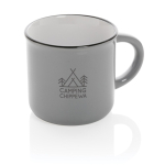 Caneca de cerâmica vintage bicolor de 280ml Basic Bicolor cor cinzento vista com logo