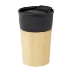 Copos para levar de porcelana e exterior de bambu 320ml Porcelaine cor preto segunda vista