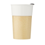 Copos para levar de porcelana e exterior de bambu 320ml Porcelaine cor branco-sujo segunda vista frontal