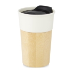 Copos para levar de porcelana e exterior de bambu 320ml Porcelaine cor branco-sujo segunda vista