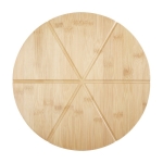 Tábua de pizza com 6 ranhuras para porções e acessórios Bamboo cor natural segunda vista frontal