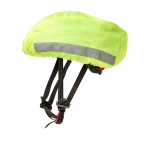 Capa para capacete de bici refletora cor amarelo fluorescente vista lateral