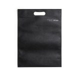 Sacos publicitários non-woven reciclados com fole 70 g/m2 MiniMall cor preto primeira vista