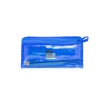 Conjunto de estojo com 7 acessórios com corpo de non-woven Transparent cor azul primeira vista