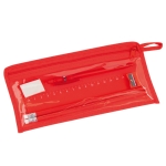 Conjunto de estojo com 7 acessórios com corpo de non-woven Transparent cor vermelho