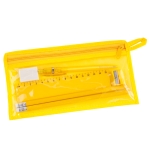 Conjunto de estojo com 7 acessórios com corpo de non-woven Transparent cor amarelo