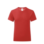 T-shirt para menina em algodão ringspun 150 g/m2 Fruit of the Loom cor vermelho