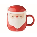 Caneca promocional em forma de Pai Natal com tampa 370ml Happy Santa cor vermelho