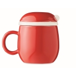 Caneca promocional em forma de Pai Natal com tampa 370ml Happy Santa cor vermelho terceira vista