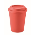 Copo com parede dupla feito de plástico 300ml TakeAway Minimal cor vermelho