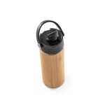 Garrafa térmica promocional de bambu e aço 440ml Termo Bamboo cor preto terceira vista