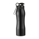 Garrafa de aço personalizada com mosquetão e bocal 700ml Inox Slender cor preto primeira vista