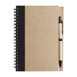 Caderno com capa e caneta reciclados, folhas B6 pautadas EcoColors cor preto primeira vista