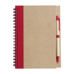 Caderno com capa e caneta reciclados, folhas B6 pautadas EcoColors cor vermelho primeira vista