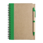 Caderno com capa e caneta reciclados, folhas B6 pautadas EcoColors cor verde primeira vista