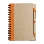 Caderno com capa e caneta reciclados, folhas B6 pautadas EcoColors cor cor-de-laranja primeira vista