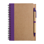 Caderno com capa e caneta reciclados, folhas B6 pautadas EcoColors cor violeta primeira vista