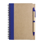 Caderno com capa e caneta reciclados, folhas B6 pautadas EcoColors cor azul real primeira vista