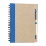 Caderno com capa e caneta reciclados, folhas B6 pautadas EcoColors cor azul-claro primeira vista