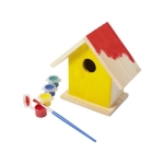 Casa para pássaros madeira para pintar com aguarelas e pincel Birdhouse cor castanho sétima vista