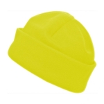 Gorro de tecido polar personalizado cor amarelo primeira vista