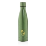 Elegante garrafa metálica de aço reciclado 500ml Lane Recycled cor verde-escuro vista com logo