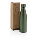 Elegante garrafa metálica de aço reciclado 500ml Lane Recycled cor verde-escuro vista com caixa