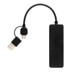 Hub usb feito de plástico reciclado cor preto segunda vista