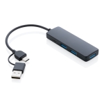 Hub usb feito de plástico reciclado cor preto quinta vista