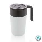 Caneca fabricada em plástico reciclado e metal 480ml Vogue Recycled. cor branco