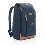 Mochila para portátil de 15'' de material reciclado Getaway cor azul vista com logo