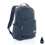 Mochila de lona reciclada para portáteis de 14'' School Getaway cor azul sexta vista