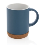 Caneca de cerâmica com base de cortiça e cor mate de 280ml Cork Base cor azul