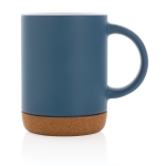 Caneca de cerâmica com base de cortiça e cor mate de 280ml Cork Base cor azul segunda vista