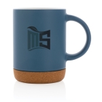 Caneca de cerâmica com base de cortiça e cor mate de 280ml Cork Base cor azul