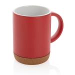 Caneca de cerâmica com base de cortiça e cor mate de 280ml Cork Base cor vermelho