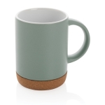 Caneca de cerâmica com base de cortiça e cor mate de 280ml Cork Base cor verde menta