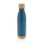 Garrafa de aço inox com detalhes de bambu 520ml Lid&Bottom Bambu cor azul