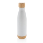 Garrafa de aço inox com detalhes de bambu 520ml Lid&Bottom Bambu cor branco