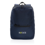 Mochila para levar o portátil de 15,6'' de poliéster reciclado Daypack cor azul-marinho vista com logo