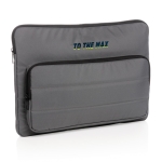 Bolsa para portátil com bolso lateral cor cinzento-escuro vista com logo