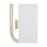 Saco-mochila de cordão de algodão orgânico Organic Pure cor branco vista detalhe 2