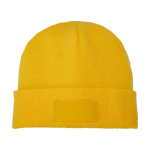 Gorro publicitário com patch para imprimir Gorro Elevate Boreas cor amarelo segunda vista frontal