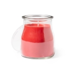 Vela de vidro com vários aromas cor vermelho primeira vista
